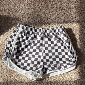 SHEIN Black and White Checkered Athletic Shorts